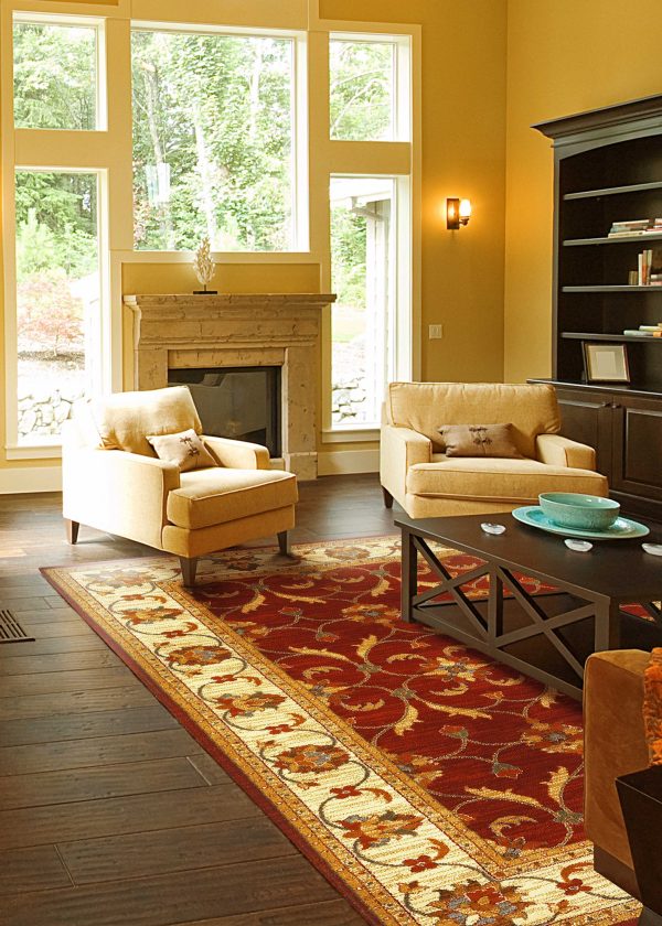 23 X 35 Red or  Ivory  Polypropylene Rug - Image 2