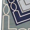 2'x3' Ocean Blue Hand Hooked UV Treated Bordered Indoor Outdoor Accent Rug