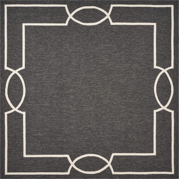 2'x3' Onyx Black Hand Hooked UV Treated Bordered Indoor Outdoor Accent Rug - Image 4