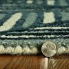 8' Navy Charcoal Hand Tufted Geometric Diamond Pattern Indoor Runner Rug