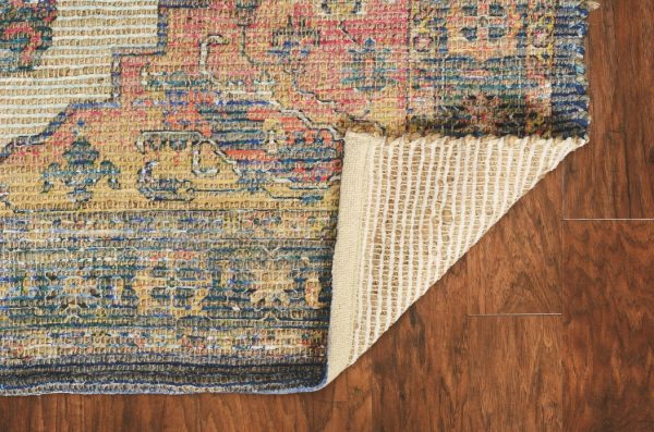 3'x5' Teal Blue Machine Woven Diamond Medallion Indoor Area Rug - Image 4