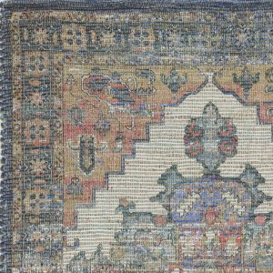 7'x12' Blue Orange Hand Woven Traditional Medallion Indoor Area Rug