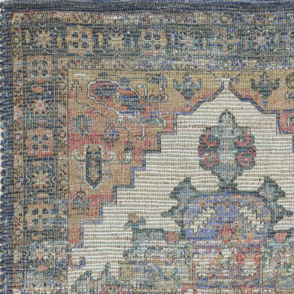 7'x12' Blue Orange Hand Woven Traditional Medallion Indoor Area Rug