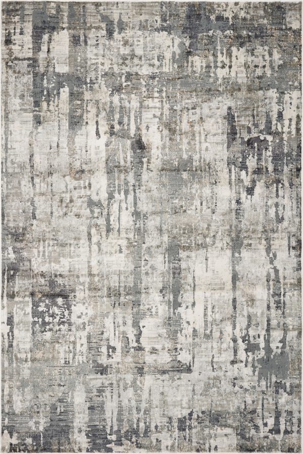 3'x5' Grey Machine Woven Abstract Drip Indoor Area Rug - Image 2