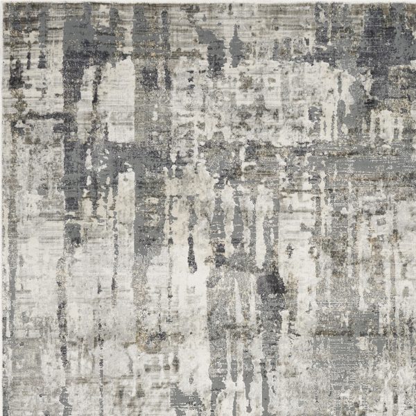 3'x5' Grey Machine Woven Abstract Drip Indoor Area Rug - Image 3