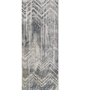 8' Grey Machine Woven Distressed Chevron Indoor Runner Rug
