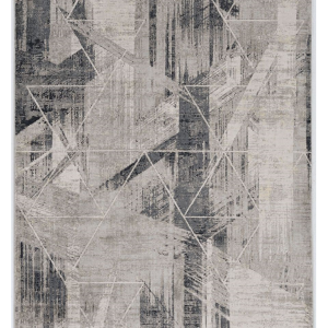 3'x5' Grey Machine Woven Abstract Geometric Indoor Area Rug