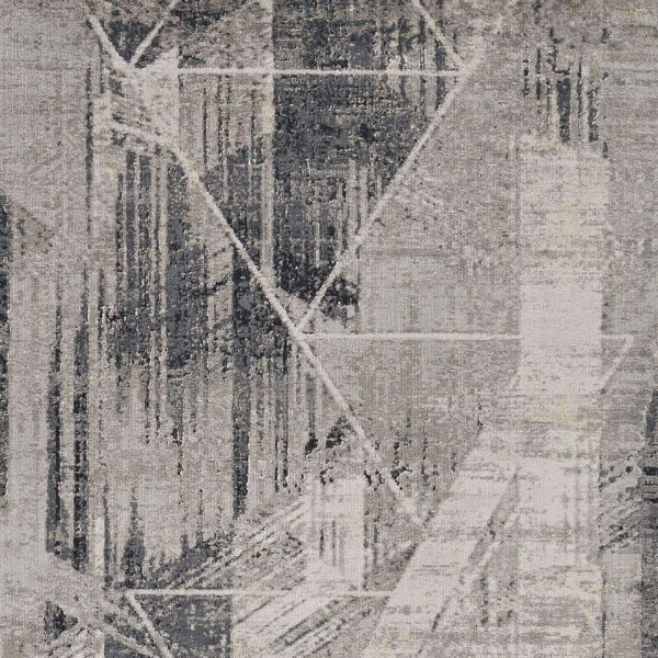 3'x5' Grey Machine Woven Abstract Geometric Indoor Area Rug - Image 3