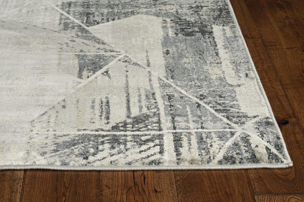 3'x5' Grey Machine Woven Abstract Geometric Indoor Area Rug - Image 4