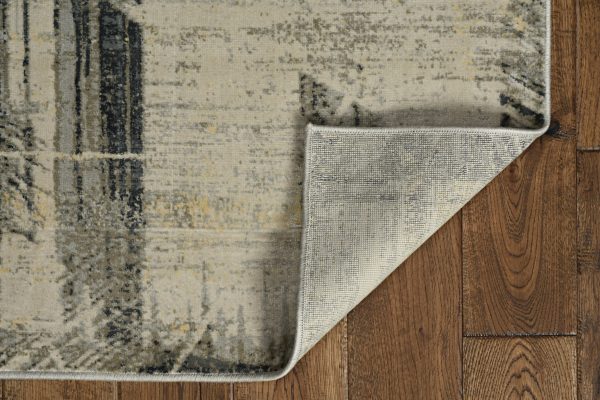 3'x5' Grey Machine Woven Abstract Geometric Indoor Area Rug - Image 5