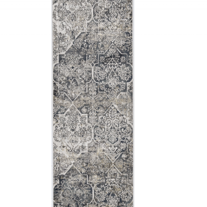8' Grey Machine Woven Quatrefoil Indoor Runner Rug