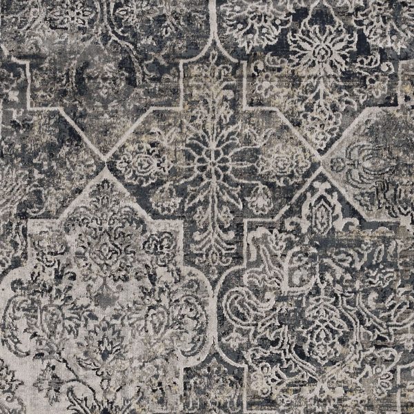 8' Grey Machine Woven Quatrefoil Indoor Runner Rug - Image 3