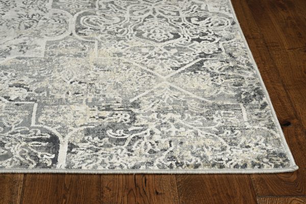 8' Grey Machine Woven Quatrefoil Indoor Runner Rug - Image 4