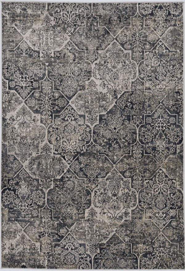 3'x5' Grey Machine Woven Quatrefoil Indoor Area Rug - Image 2