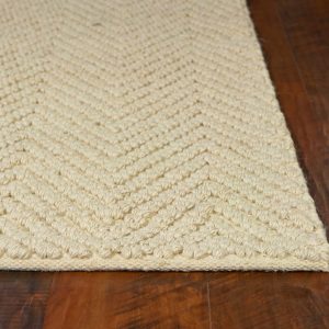 2'x4' Ivory Hand Woven Herringbone Jute Indoor Accent Rug