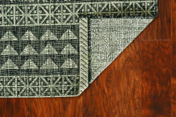5' x 8' Charcoal Aztec Pattern Rug - Image 4