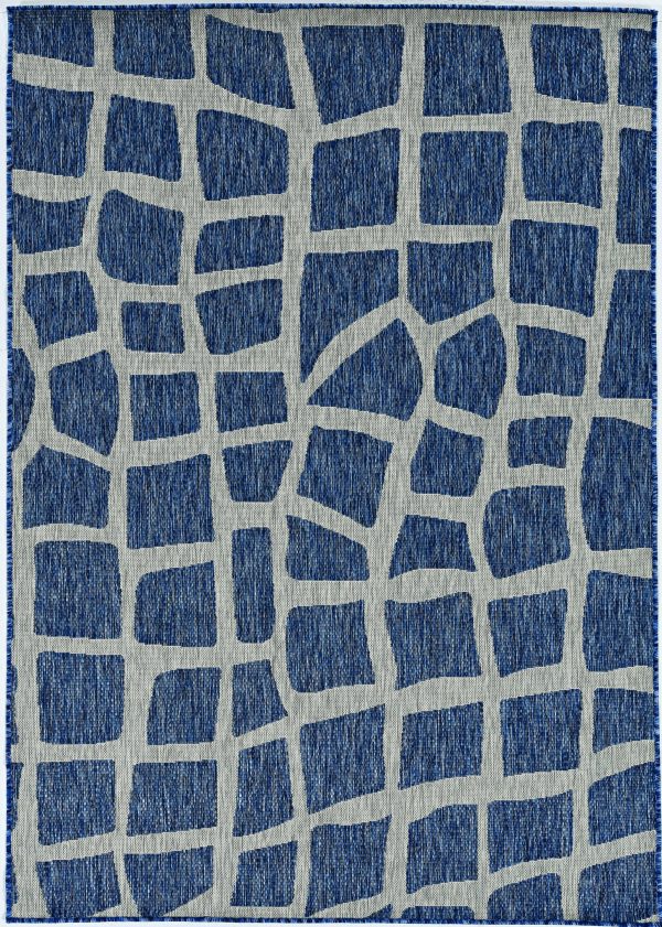 5' x 8' Blue or Grey Abstract Panels Area Rug - Image 2