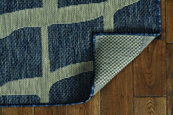 5' x 8' Blue or Grey Abstract Panels Area Rug - Image 3