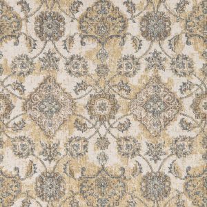 3'x5' Ivory Sand Machine Woven Bordered Floral Vines Indoor Area Rug