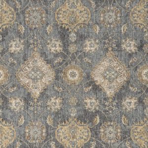 3'x5' Slate Grey Machine Woven Bordered Floral Vines Indoor Area Rug