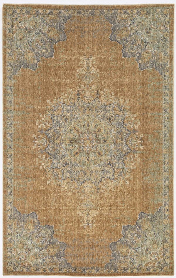 3'x5' Coffee Brown Machine Woven Floral Medallion Indoor Area Rug - Image 3