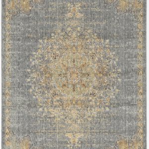 2'x3' Slate Grey Machine Woven Vintage Floral Medallion Indoor Accent Rug