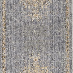 8' Slate Grey Machine Woven Vintage Traditional Indoor Runner Rug