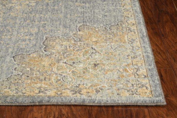 8' Slate Grey Machine Woven Vintage Traditional Indoor Runner Rug - Image 3