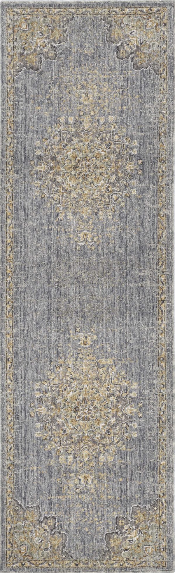 5'x8' Slate Grey Machine Woven Traditional Medallion Indoor Area Rug