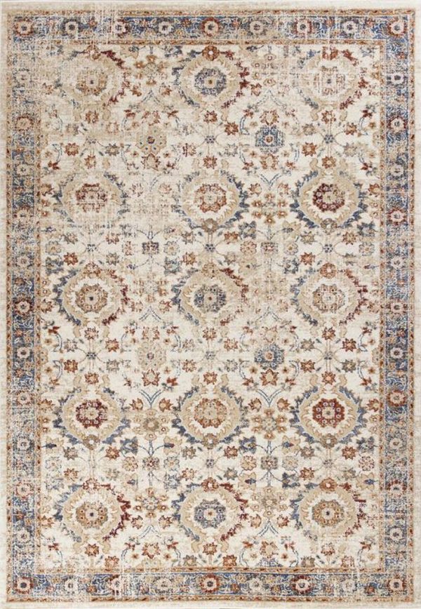 5' X 8' Ivory And Blue Floral Vines Area Rug - Image 2