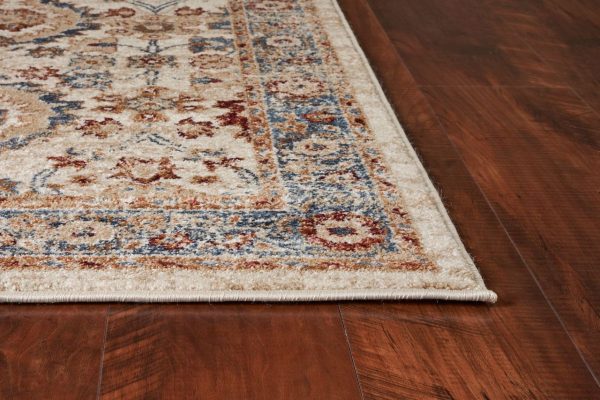 5' X 8' Ivory And Blue Floral Vines Area Rug - Image 3