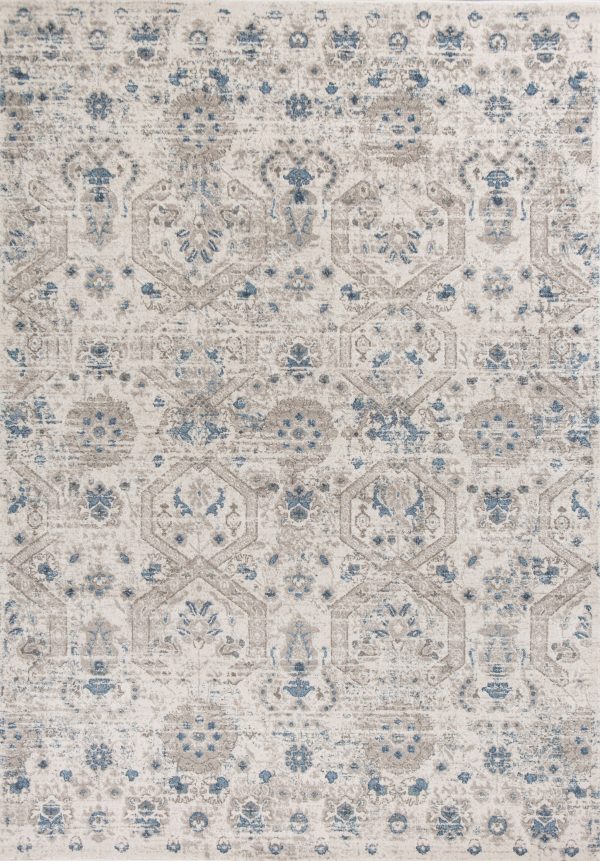 5'x8' Ivory Machine Woven Geometric Indoor Area Rug - Image 2