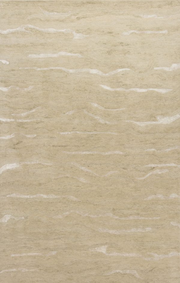 5'x7' Beige Blue Hand Tufted Abstract Indoor Area Rug - Image 2