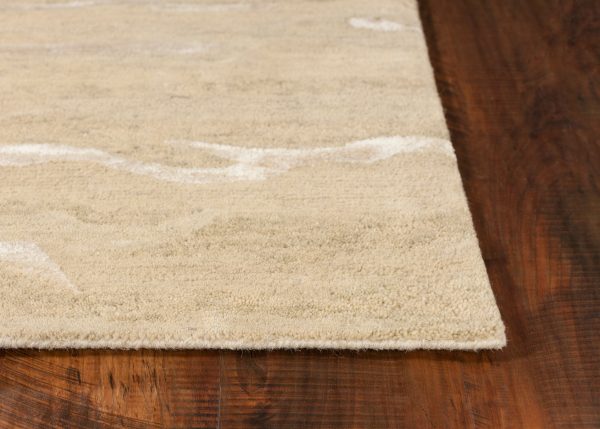 5'x7' Beige Blue Hand Tufted Abstract Indoor Area Rug - Image 5