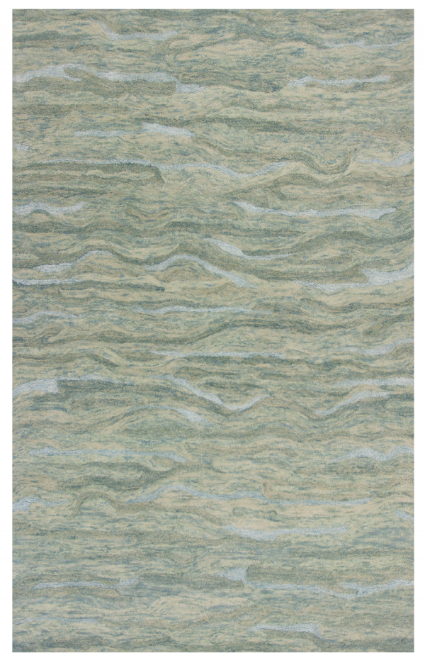 3'x5' Seafoam Blue Hand Tufted Abstract Indoor Area Rug