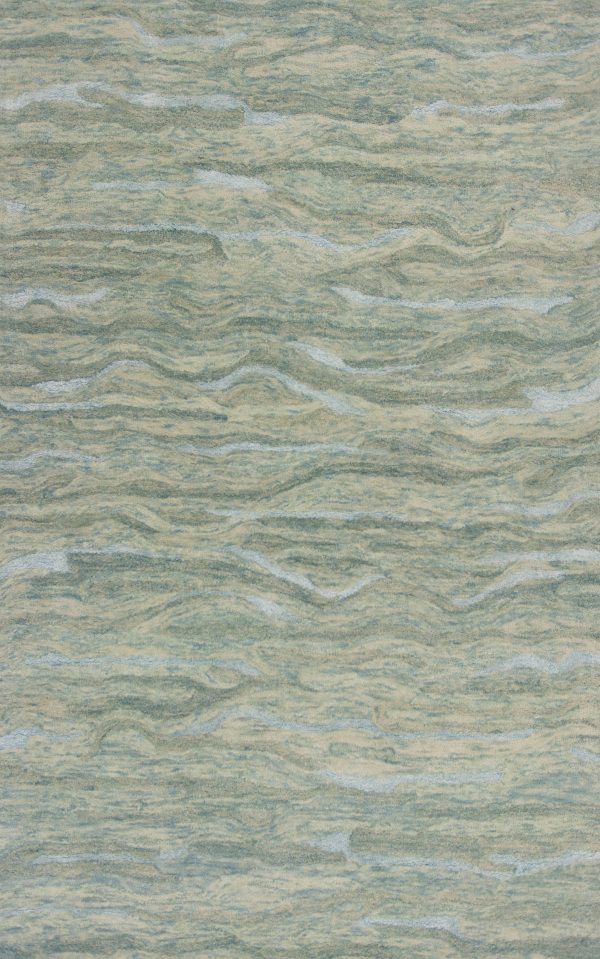 3'x5' Seafoam Blue Hand Tufted Abstract Indoor Area Rug - Image 2