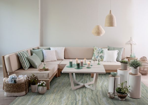 3'x5' Seafoam Blue Hand Tufted Abstract Indoor Area Rug - Image 5