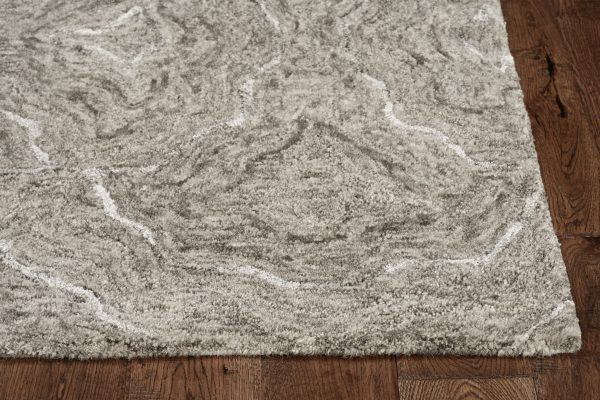 3'x5' Grey Hand Tufted Abstract Indoor Area Rug - Image 4
