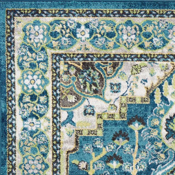 5'x8' Teal Machine Woven Polypropylene Area Rug - Image 2