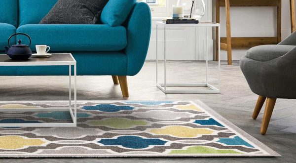 5' x 8' Grey Colorful Trellis Pattern Area Rug - Image 4