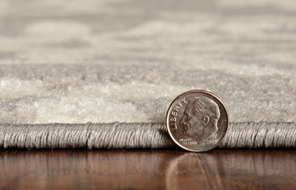7' Grey Ivory Machine Woven Floral Indoor Runner Rug - Image 3