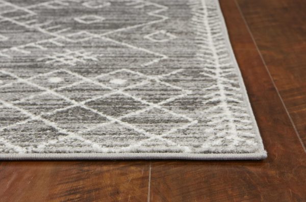 5' x 8' Gray And White Boho Geometric Area Rug - Image 2