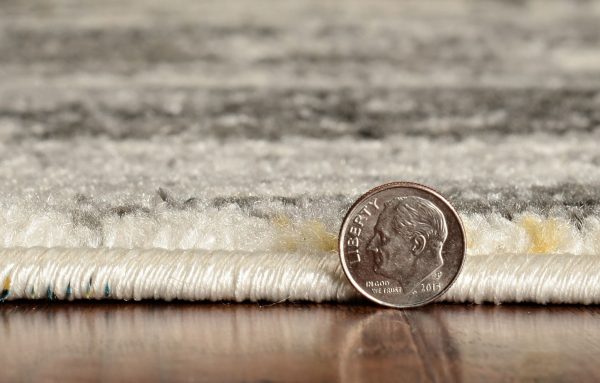 7' Grey Machine Woven Watercolor Splash Indoor Runner Rug - Image 2