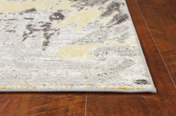 7' Grey Machine Woven Watercolor Splash Indoor Runner Rug - Image 3