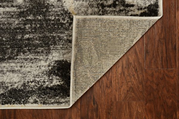 7' Grey Machine Woven Watercolor Splash Indoor Runner Rug - Image 4