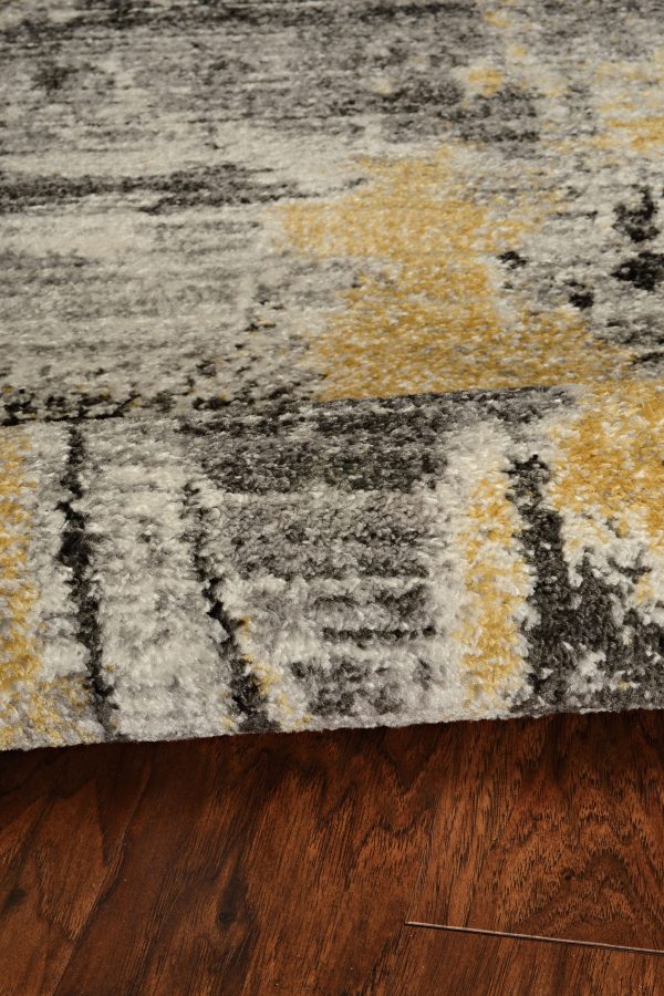 7' Grey Machine Woven Watercolor Splash Indoor Runner Rug - Image 5