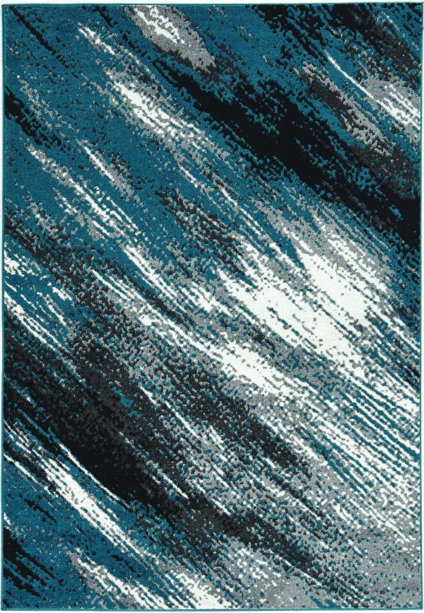5' x 8' Grey or Blue Abstract Area Rug - Image 2
