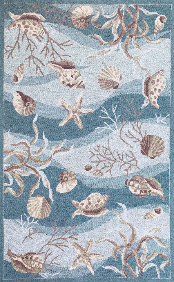 3' x 5' Seafoam Corals and Shells Area Rug - Image 2