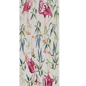 7' Ivory Pink Hand Hooked Flamingo Indoor Runner Rug