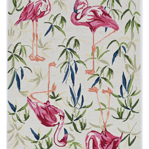 3'x5' Ivory Pink Hand Hooked Flamingo Indoor Area Rug